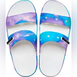 CROCS Men's Slip-Ons in Purple and Blue Tie Dye